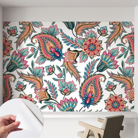 Papier peint autocollant Mural avec colle pour salon et chambre Décoration murale rapide Motif oriental 152x104 cm (1/5)