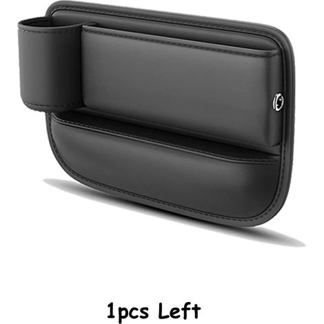 (B Gauche 1 pièce) Organisateur d'espace pour siège auto en cuir PU, boîte de rangement latérale pour console centrale avec porte-gobelet et boîte de rangement pour téléphones portables (1/5)