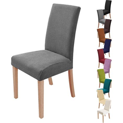 Lot de 4 housses de chaise (gris), housse de chaise de salle à manger extensible, protection de chaise moderne lavable pour décoration de fête, banque (1/3)