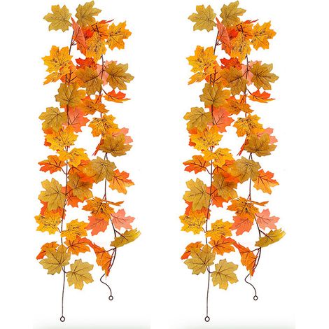 Guirlande Feuilles D Erable Artificielles - 2 Pièces - Pour Décoration Intérieure Extérieure Mariage Halloween Automne - 200 cm (1/5)