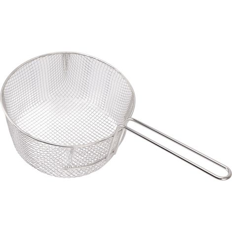 Frittierkorb aus Edelstahl mit langem Griff, wiederverwendbarer und rostfreier Kescher für Fisch und Chicken Nuggets, Griff aus nicht gummiertem Material (1/5)
