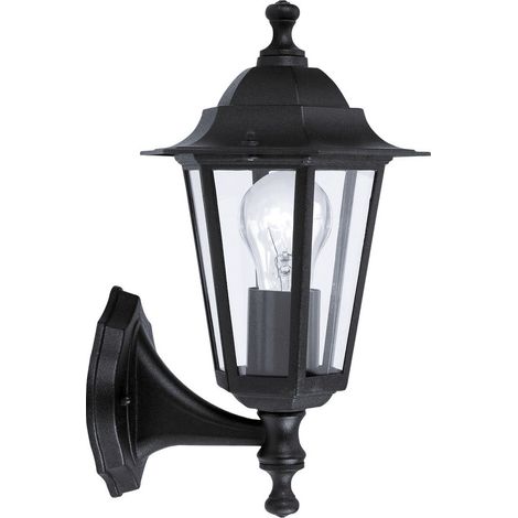 Außenwandleuchte aufsteigend aus Metall & Glas H32cm Schwarz Eglo