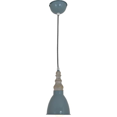 Suspension Luminaire Rétro Classique en Métal et Matériaux Naturels Gris-Vert E27 - PANGIVO (1/3)