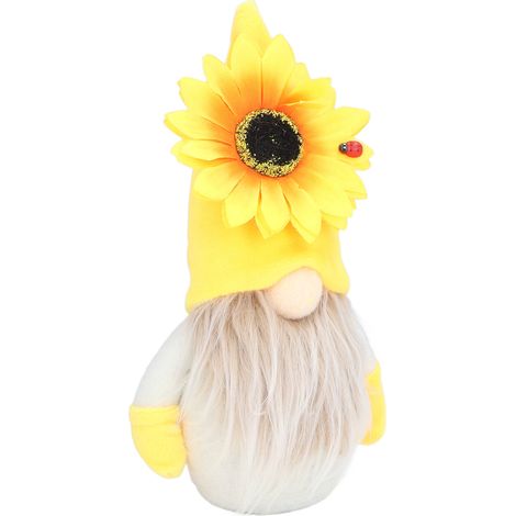 Poupée gnome, tournesol jaune, poupée décorative en velours, recouverte, symbole de joie printanière, poupée sans visage pour la maison, jaune (1/5)