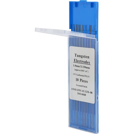 10 électrodes TIG tungstène lanthanée WL15 pour soudage acier et alliages métalliques, 1 mm x 150 mm, lot de 10 pièces. (1/5)