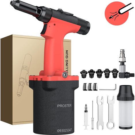 Riveteuse Pneumatique 1400KGF Auto-Aspirante 5 Embouts 2.4-6.4mm (1/5)