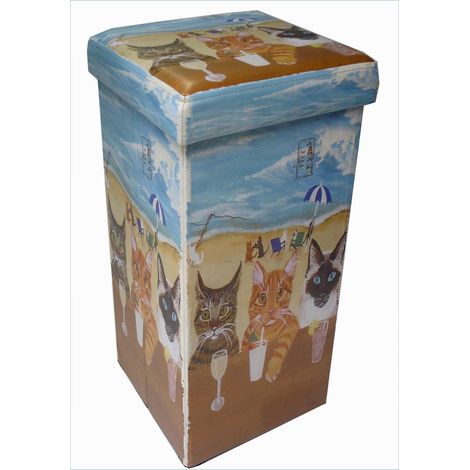 Pouf contenitore ecopelle 32x32x60 cm Scatola porta oggetti con coperchio imbottito Cubo contenitore Pouf contenitore pieghevole