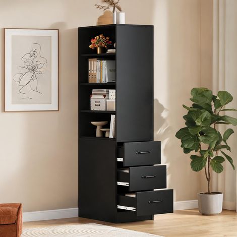 Bibliothèque haute 180 cm avec tiroirs latéraux étagère fine (1/5)