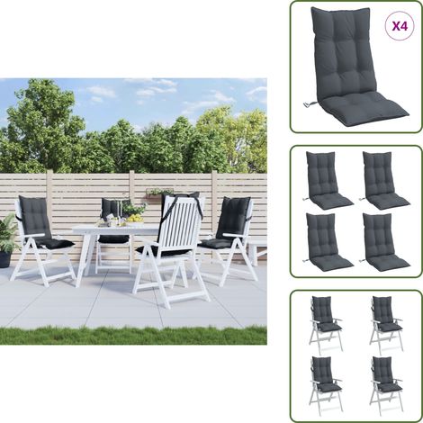 Coussins de chaise à dossier haut lot de 4 anthracite - Coussins De Chaise - Coussin D'extérieur - Coussin Décoratif - Tissu Oxford - Coussin Confortable (1/5)
