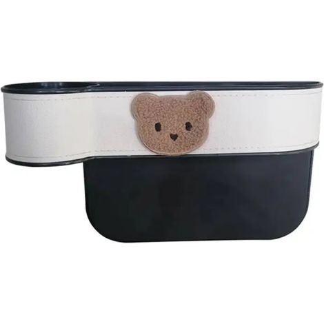 (conducteur blanc) Boîte de rangement de voiture 1 pièce, organisateur latéral de siège, porte-gobelet, en cuir multifonctionnel, comble l'espace entre les sièges, accessoires de voiture (1/5)