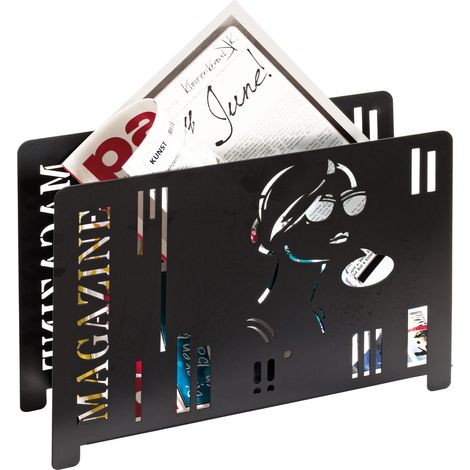 Porte-revues design 37x12x26 cm en métal laqué noir
