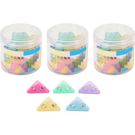 15 agrafes triangulaires en PET 90° protection de coins, clips colorés durables et polyvalents pour dossiers (1/5)