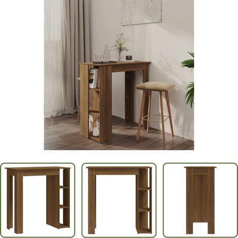 Regal - Bartisch mit Regal Braun Eiche 102x50x103,5 cm Holzwerkstoff (1/5)