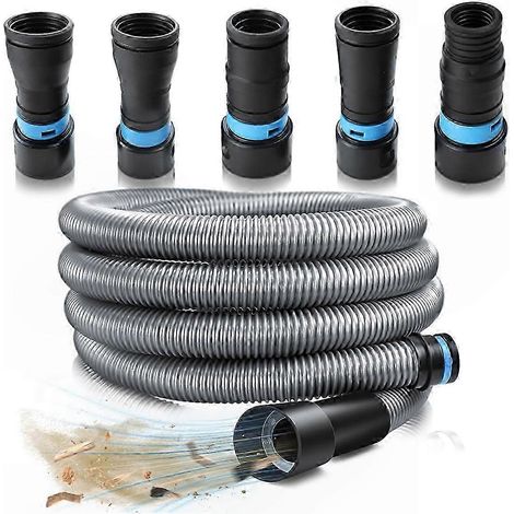 Kit de tuyau d'aspiration de poussière de 3,2 cm x 3 m pour le travail du bois avec 5 adaptateurs pour systèmes d'aspiration domestiques et aspirateurs. (1/5)