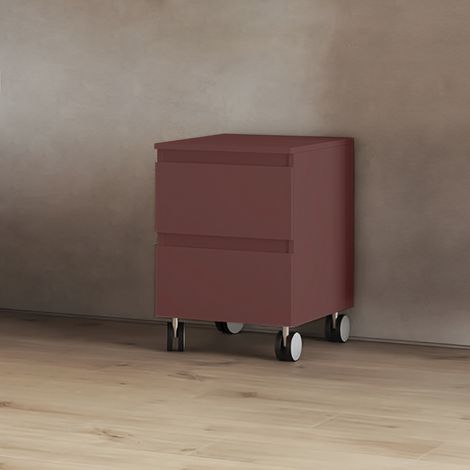Carrello multiuso 2 cassetti in legno 41x44xH58 Ruggine Opaco con ruote (1/3)