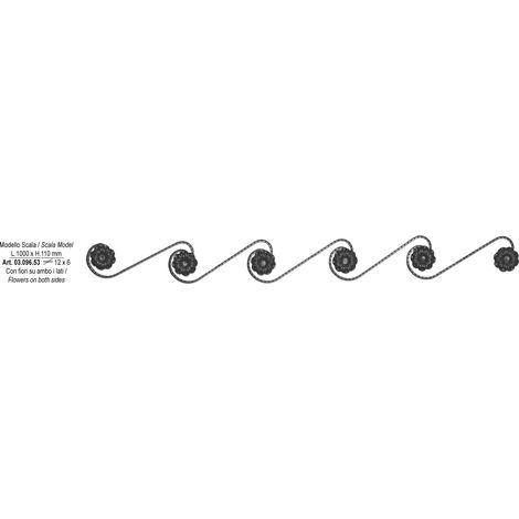 Fregio bifacciale - Altezza 110mm Lunghezza 1000mm in Ferro piatto nervato 12x6mm - Ferro battuto per saldatura