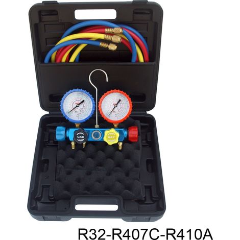 Kit analizador 4 valvulas analogico manometros diam. 80 R32/R407C/R410A