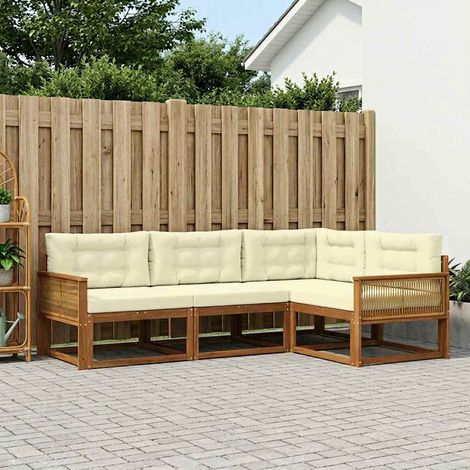 vidaXL Outdoor-Sofagarnitur mit Kissen 4 pcs Natur und Creme (1/5)