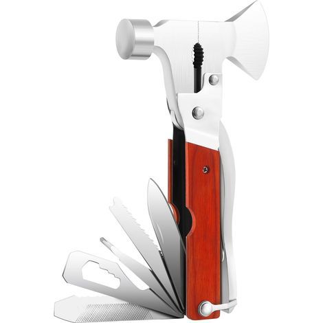 Herramientas multiusos para exteriores, herramientas multifunción para camping, accesorios de camping 16 en 1, martillos multifunción, herramientas de camping fáciles de transportar, que incluyen mart (1/5)