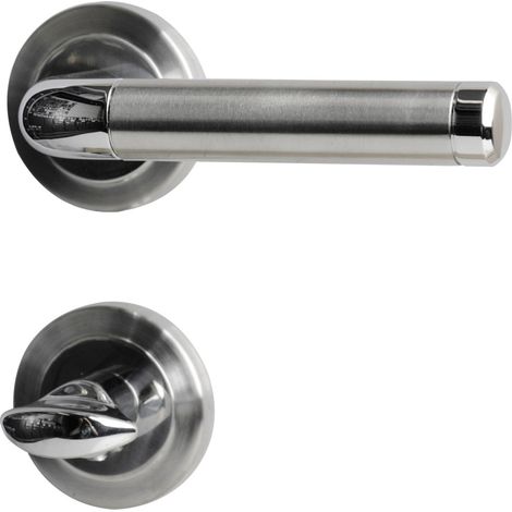 Südmetall WC-Türgriff-Garnitur Rosette Billy Edelstahl satiniert/poliert grau Ø 55 mm