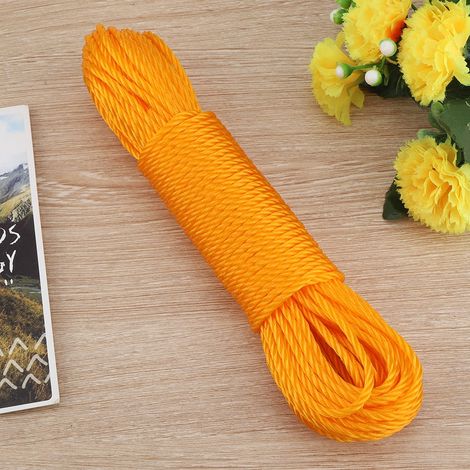 Corde en nylon 20 m, fil à linge extensible, séchage extérieur, camping, jardin, orange, résistant, usage polyvalent, câble léger. (1/5)