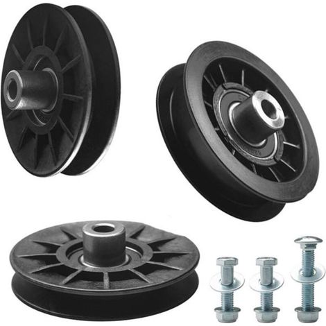 Accessoires pour tondeuse à gazon 532194326 Roue tendeur à gorge en V et 532194327 Roue tendeur plate, roues tendeurs pour tondeuse à gazon disponibles en versions à gorge en V et plate.