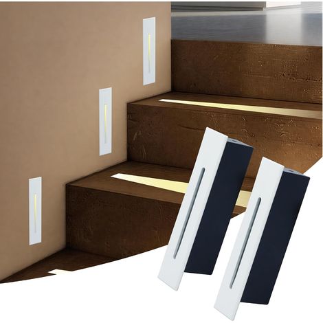 LED Lumiere Encastrable 3W 220V IP65 Spot Escalier 2Pcs Blanc Chaud 3000K 85V-265V Spot Marche Escalier Interieur Extérieur, Pour Couloir Contre Cage D'Escalier Montée Mur De Coin Angle Cloison Placo (1/5)