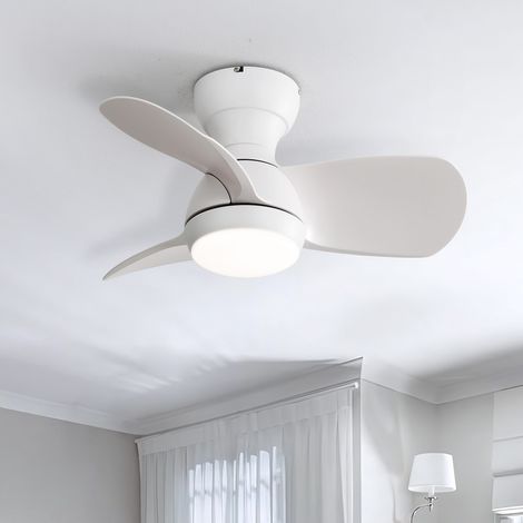 Ventilatore da soffitto Sofucor bianco da 58 cm con motore DC, 3 pale in ABS, 6 velocità (1/5)