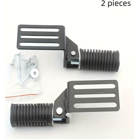 Lot de 2 repose-pieds de moto pliables en métal robuste avec vis, pour la conduite, noir (1/5)