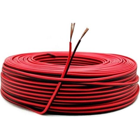 Cable eléctrico flexible 22AWG 0,33 mm² de cobre estañado con 2 conductores de PVC para proyectos LED DIY, 20 m (10 m negro + 10 m rojo). (1/4)