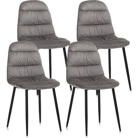 Set 4 Sedie 44x40x90 cm in Velluto Grigio (1/3)