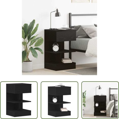 Rangement chambre - Cabinet de chevet Chêne noir 40 x 35 x 65 cm Bois d'ingénierie (1/5)