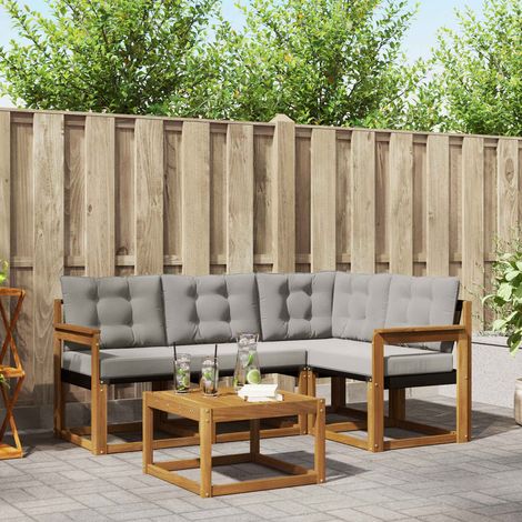 vidaXL  Outdoor Sofa Set  with Cushion 5 pcs Natural and Light Grey