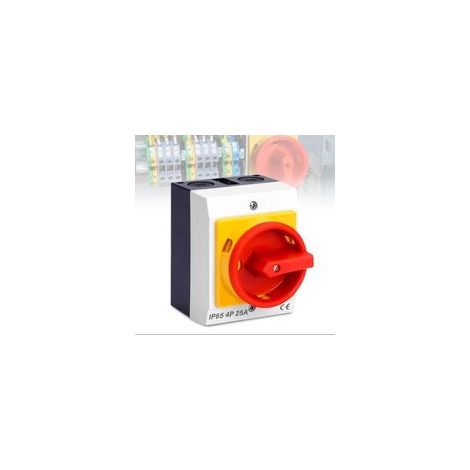 Interruptor seccionador rotativo 25A – 4 polos – Índice de protección IP65 – Para sistemas de energía solar y ventilación