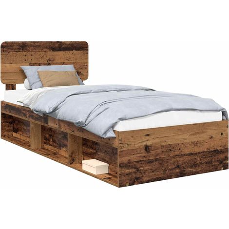 Estructura de cama con cabecera Madera vieja 100 x 200 cm vidaXL