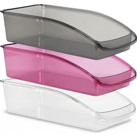 Lot de 3 boîtes de rangement en plastique transparent pour réfrigérateur, cuisine, garde-manger, armoires et plans de travail Récipients réutilisables et sans BPA (1/5)