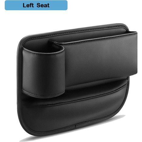 (Siège gauche) Sacoche de rangement latérale pour console de voiture Ouspow en cuir PU, boîte de rangement portable, comble l'espace latéral de la console avec porte-bouteille (1/5)