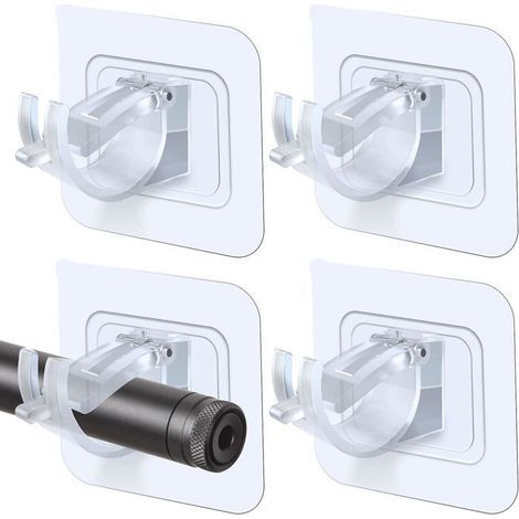 Set mit 4 selbstklebenden, bohrfreien Gardinenstangenhalterungen für das Badezimmer (1/5)