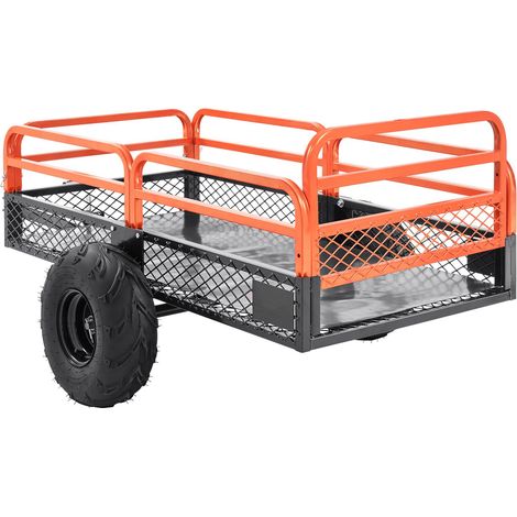 Benne basculante en acier pour VTT, capacité 680 kg, 0,43 m³, remorque de jardin avec ridelles amovibles et 2 roues, pour tondeuses, tracteurs, VTT, UTV. (1/5)