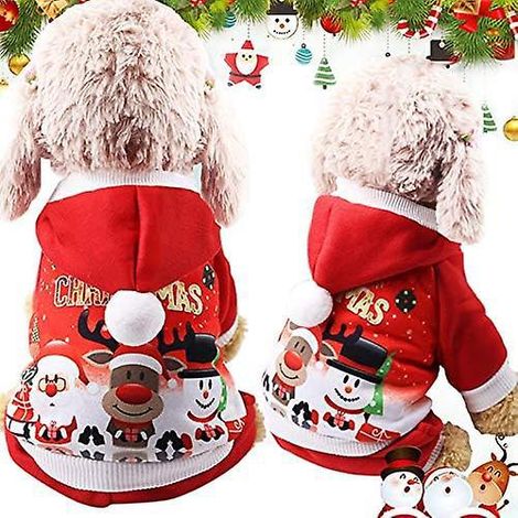 sweatshirt Capuche Pour Petit Chien S, Manteau De Nol En Coton Pour Chien (avec Boutons Pour L'extrieur), Manteau Chaud Pour Chien Et Chat En Aut (1/5)