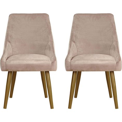 Lot de 2 Fauteuils en Velours "Bafia" 80cm Taupe (1/4)