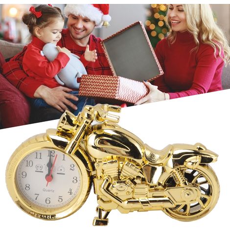 Retro-Tischwecker in Motorradform, ideal für Zuhause oder als Geschenk für Kinder. Modell PF168D, einfarbig goldfarben. (1/5)