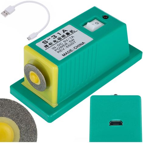 Rosfix Schärfgerät S-31A – Präzisionsschleifer für Schweißnadelspitzen  5 V USB-Anschluss, Wolframlegierung  Magnetische Befestigung  Zubehör für Punktschweißgerät