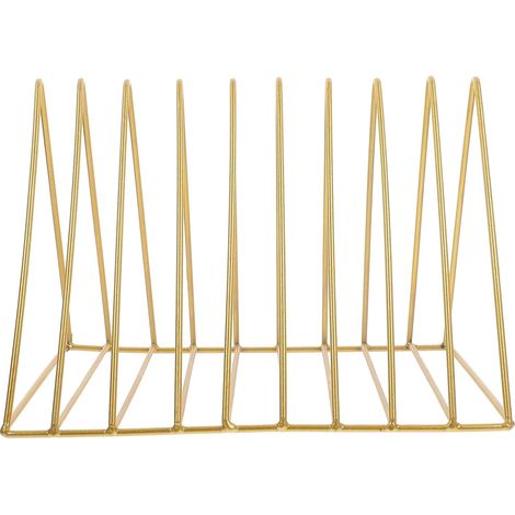 Organiseur de Livres en Métal Doré, Étagère Triangulaire Simple et Élégante Grande Capacité, Maximise L'espace de Bureau et Résiste la Déformation (1/5)
