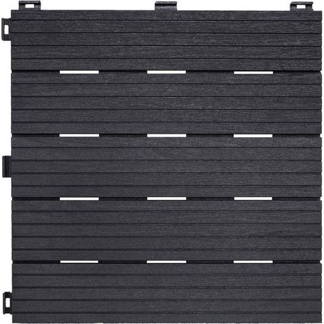 Dalle Terrasse Grise Lot de 6 30x30 cm - Caoutchouc - Résistantes et Antidérapantes - D-Work