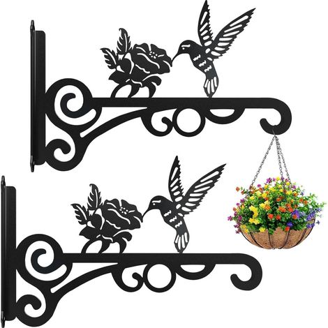 Pflanzenhaken – 2 Stück – Blumenhaken – Pflanzenhaken – Pflanzenhänger – Hängekorbhalterungen – Wandhaken – Hängekorbhalter – Wandhaken – Hängepflanzenhalterung – Wandhaken für Pflanzen – Schwarz (1/5)