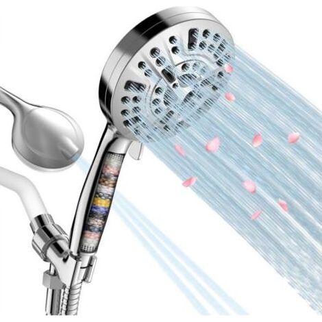 Pommeau de douche filtrant, pommeau de douche à main à 15 niveaux d'eau dure, élimine le chlore et les substances (1/4)