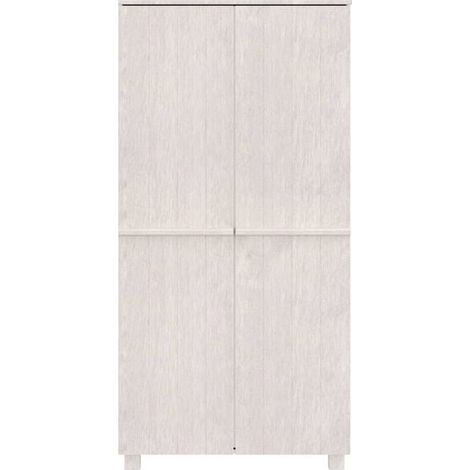 Armoire de Rangement en Bois Massif, Placard à Portes avec Étagères Ajustables, Meuble de Chambre ou Entrée, Style Scandinave, Blanc, 89x50x180 cm (1/5)