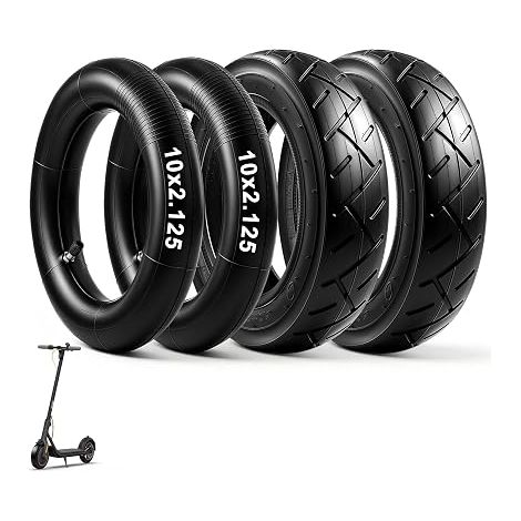 Pneu Trotinette Electrique 10x2.125, Chambre à Air 10x2.125, Pneu 10 x 2,125 et Tuyau en Caoutchouc Valve Droite, Compatible Scooters (1/5)