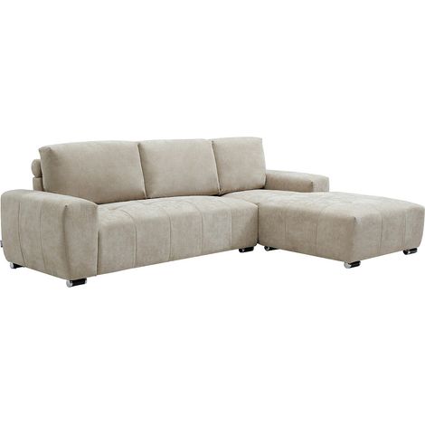 Divano angolare destro in tessuto beige - MICHELIA